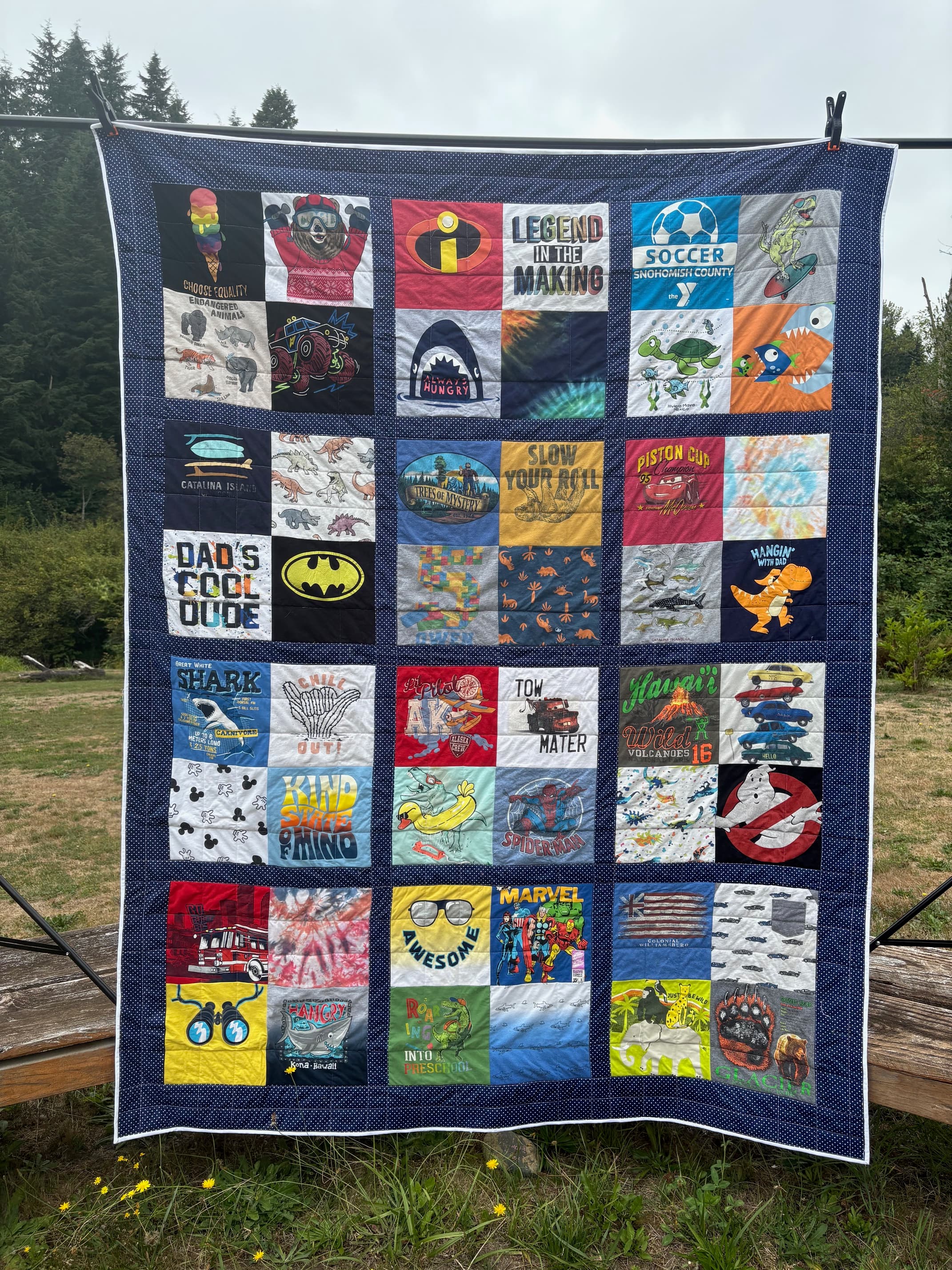 Colorful children's t-shirt memory quilt